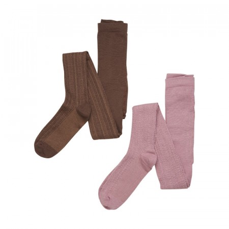 Minymo Strømpebukser Barn Med mønster 2 pack Lilas (Kun str 68/74 og 140/146)