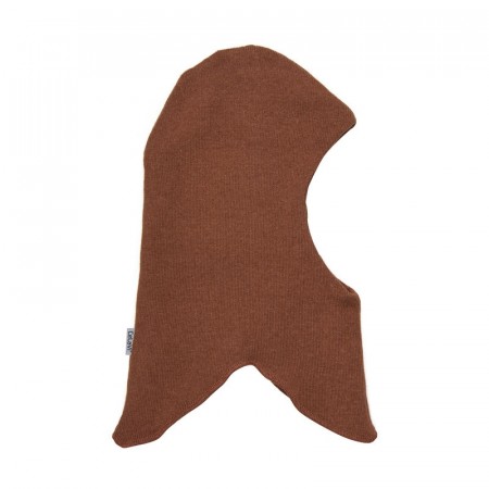 Celavi Ullbalaclava Barn Ull Bomull Strikket Mahogany