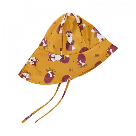 Celavi Regnhatt Barn Med fleece Knyting Reveprint Mineral Yellow (Kun str 100)