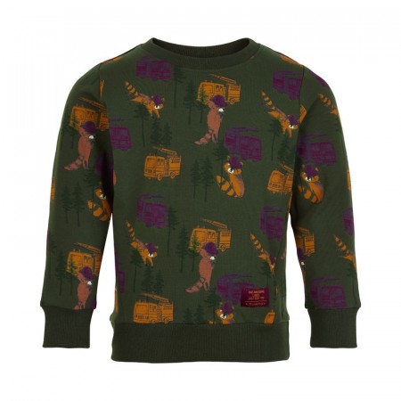 Minymo Genser Barn Langermet Sweat Brannbilprint Forest Night (Kun str 140)
