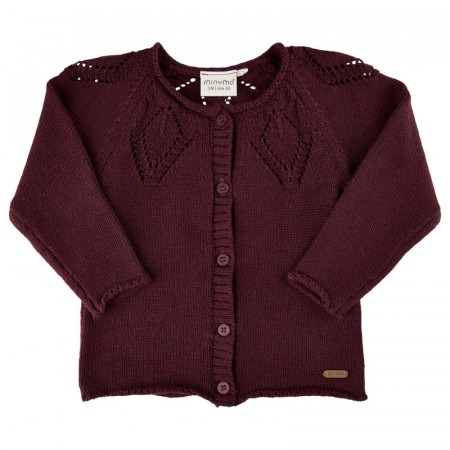 Minymo Cardigan Baby Strikket Bomull Ull Fig