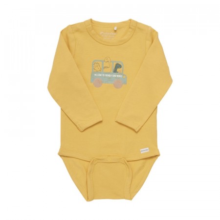 Minymo Body Baby Langermet Dinosaurprint Ochre