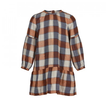 Minymo Kjole Barn Langermet Ruter Pumkin Spice (Kun str 116, 122 og 134)