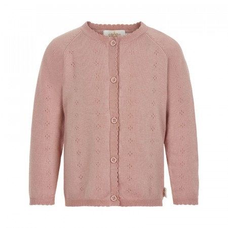 Creamie Cardigan Barn Strikket Pointelle Rose Smoke (Kun str 80 og 86)