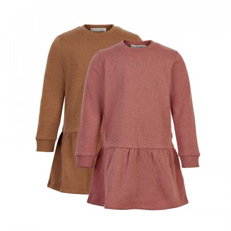 Minymo Kjole Barn Langermet Sweat 2-pack Canyon Rose (Kun str 104 og 116)