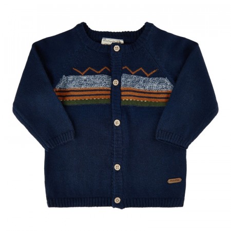 Minymo Cardigan Baby Strikket Bomull Ull Dark Navy