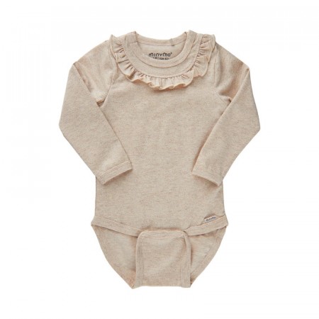 Minymo Body Baby Langermet Glitterprint Sand Melange