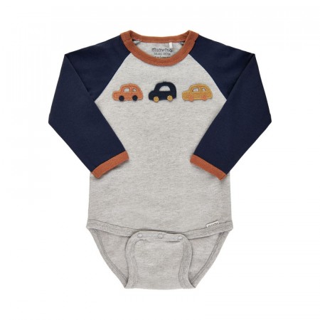 Minymo Body Baby Langermet Bilprint Beige Melange (Kun str 62, 74 og 80)