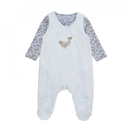 Fixoni Sparkebukse sett velour med body Ballad Blue (Kun str 62 og 68)